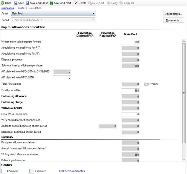 CCH Personal Tax : Entering the Small Pools WDA