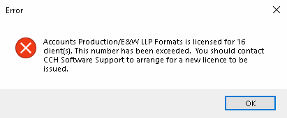 CCH Accounts Production : Master Pack Licencing / I get an error ...