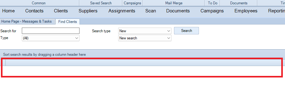 How to Reset Client Search to Default